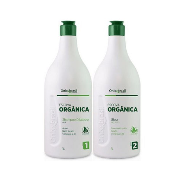 Onixx Hair Straighteners Organic Hair Straightening Argan Keratin K10 Progressive Brush Kit 2x1L - Onixx