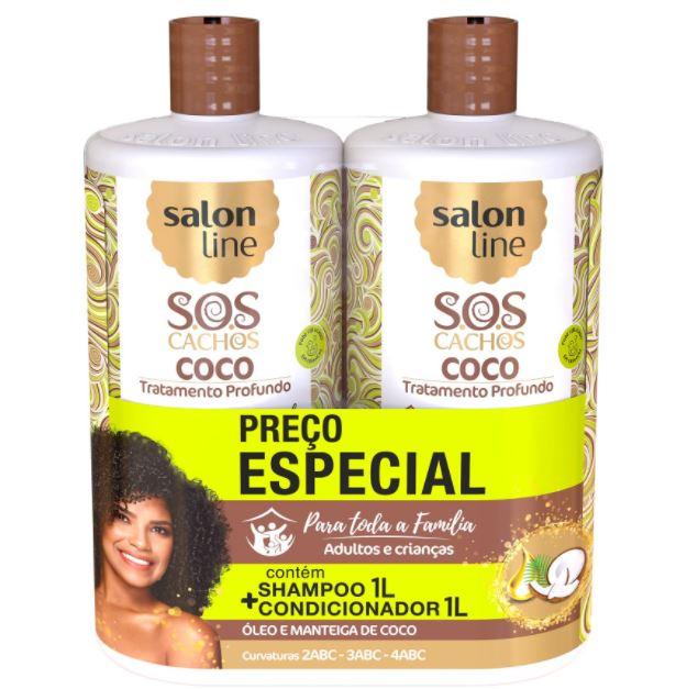 Other Brazilian Keratin Treatment SOS Curls Coconut Curly Wavy Deep Moisturizing Treatment Kit 2x1l - Salon Line
