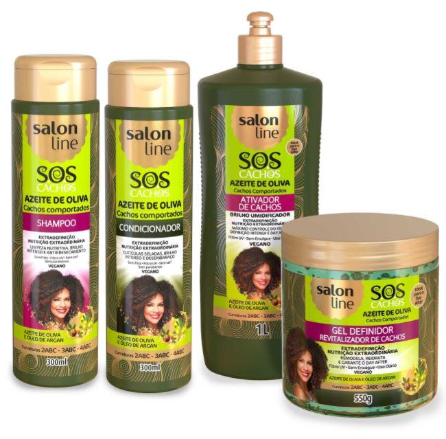Other Brazilian Keratin Treatment SOS Curls Olive Oil Argan Daily Disciplining Treatment Kit 4 Products - Salon Line