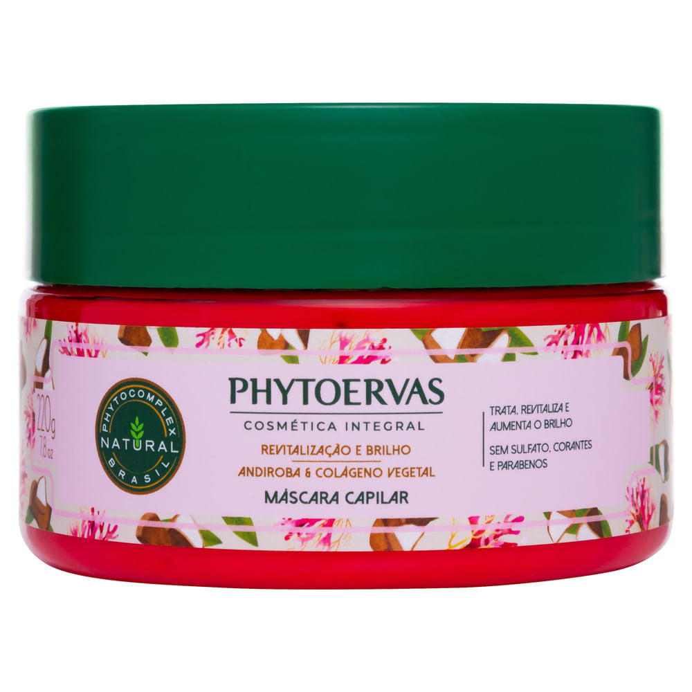 Phytoervas Hair Curler Clips & Pins Phytoervas Mask for Hair Revitalization and Glow Andiroba and Collagen Vegetable 220g