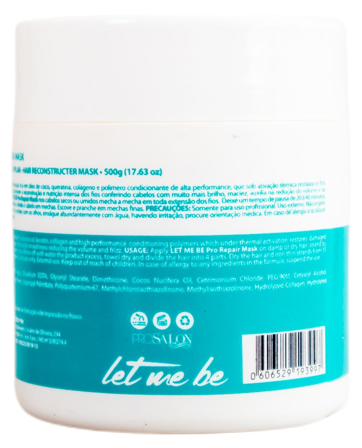 ProSalon Brazilian Keratin Treatment Let Me Be Bio Restore Natural Extracts Coconut Argan Monoi Mask 500g - ProSalon