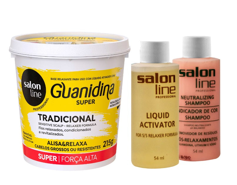 ProSalon Hair Relaxer Cream Guanidina Hair Relaxer Traditional Straightening Super Strenght Kit 3 Itens - ProSalon