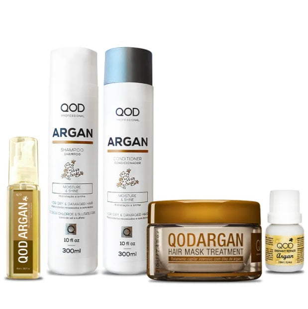 QOD Hair Care Argan Reconstruction Home Care Maintenance Hair Treatment Kit 5 Itens - QOD