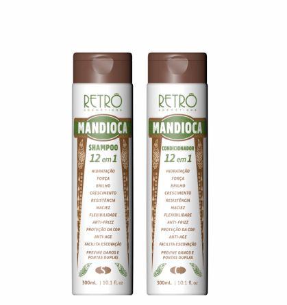 Retro Cosmetics Brazilian Keratin Treatment Cassava Manioc 12 in 1 Hydration Strength Brightness Kit 2x300ml - Retro Cosmetics