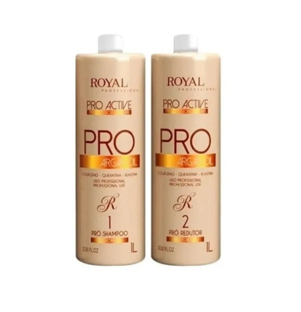 Royal Professional Hair Straighteners Argan Progressive Brush Hair Straightening Reducer Kit 2x1L - Royal Professional