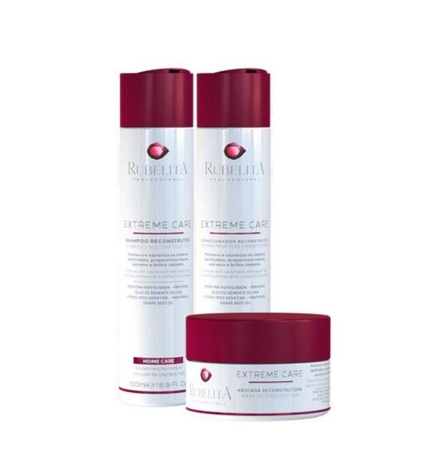 Rubelita Home Care Extreme Care Hair Reconstruction Resistance Moisturizing Kit 3 Itens - Rubelita