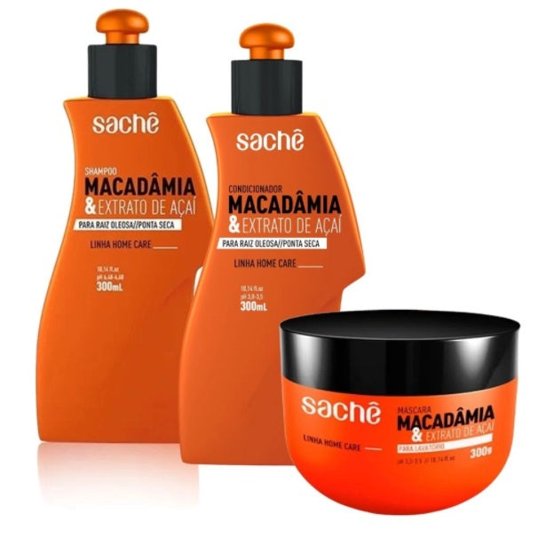 Sachê Hair Care Kits Brazilian Macadamia Acai Açaí Hair Treatment Maintenance Kit 3x300 - Sachê