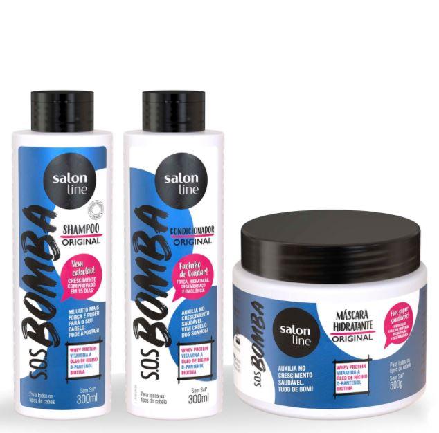 Salon Line Home Care Hair Strenght Grow Original Whey Protein SOS Bomba Kit 3 Products - Salon Line