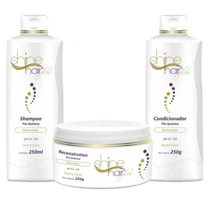 Shine Hair Brazilian Keratin Treatment Post Chemistry Deep Moisturizing Restore Home Care Kit 3x250 - Shine Hair