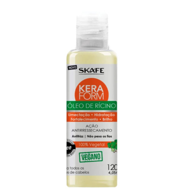 Skafe Hair Care Keraform Rícino Castor Vegetable Oil Vegan Anti Frizz Hair Treatment 120ml - Skafe