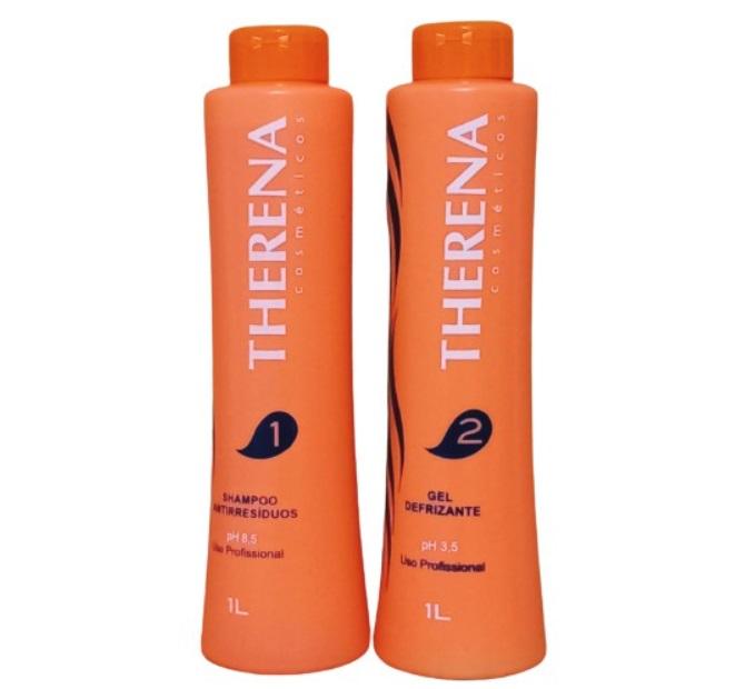 Therena Brazilian Keratin Treatment Progressive Brush Anti Frizz Straightener Thermal Treatment Kit 2x1L - Therena