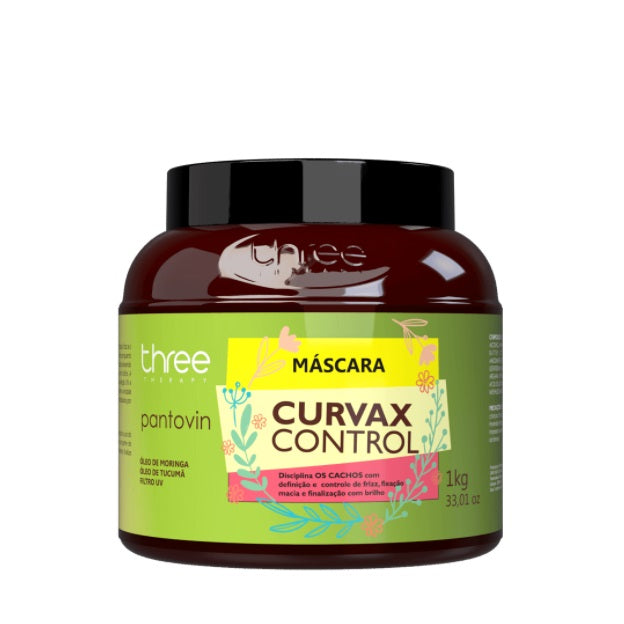 Three Therapy Hair Care Curvax Frizz Control Pantovin Disciplining Curly Hair Mask 1Kg - Three Therapy