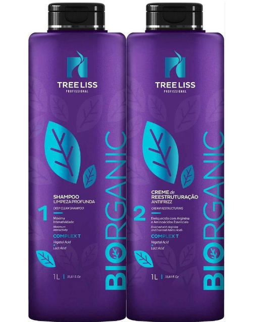 Tree Liss Brazilian Keratin Treatment Biorganic Formaldehyde Free Progressive Brush Kit 2x1l - Tree Liss