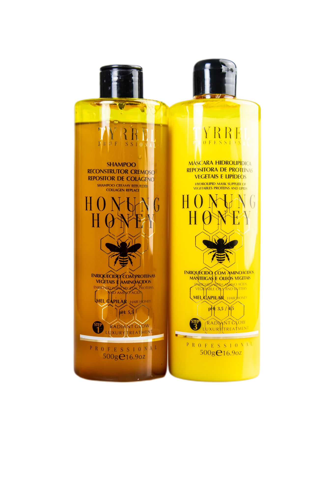 Tyrrel Brazilian Keratin Treatment Honung Honey Vegetable Proteins Lipids Collagen Replenisher Kit 2x500g - Tyrrel