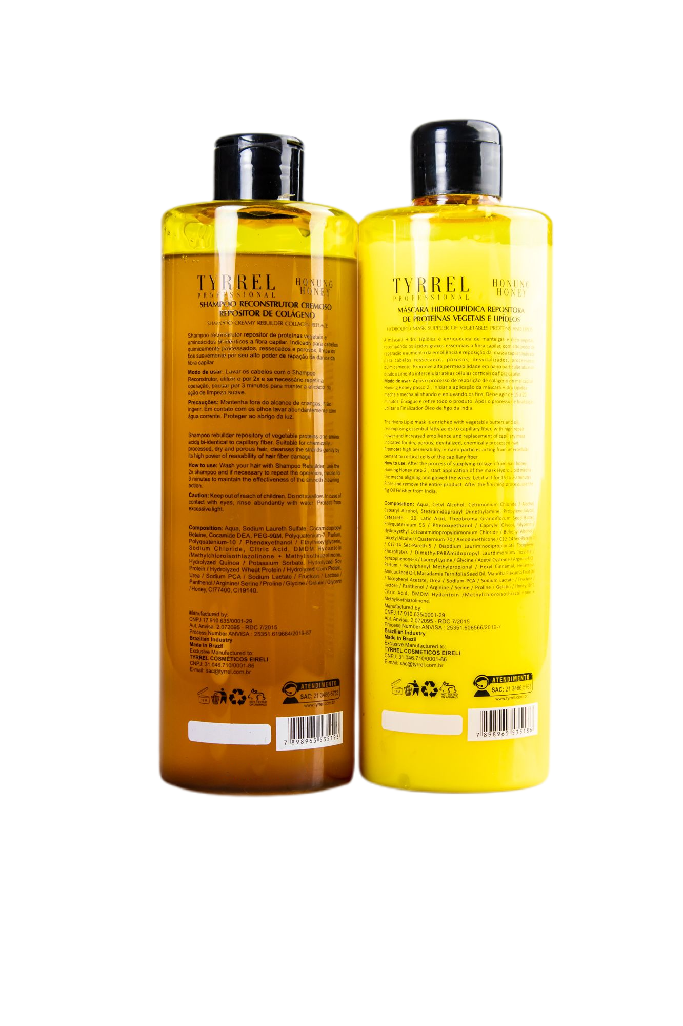 Tyrrel Brazilian Keratin Treatment Honung Honey Vegetable Proteins Lipids Collagen Replenisher Kit 2x500g - Tyrrel