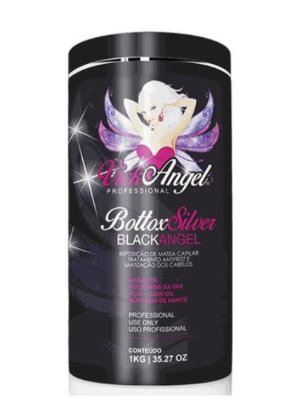 Vick Angel Brazilian Keratin Treatment Silver Bottox Black Angel Tinting Mass Replacement Anti Frizz 1Kg - Vick Angel