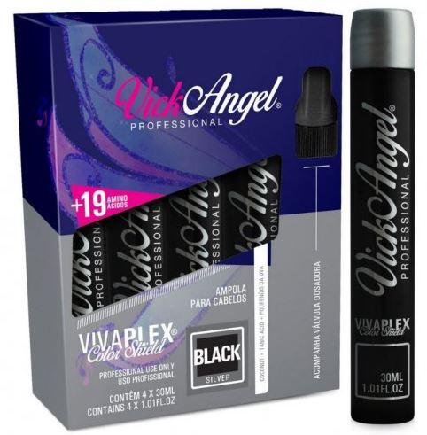 Vick Angel Brazilian Keratin Treatment Viva Plex Color Shield Black Tinting 19 Amino Acids Ampoules 4x30ml - Vick Angel