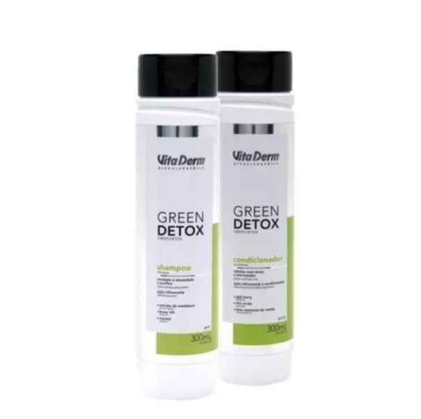 Vita Derm Shampoo & Conditioner Sets Green Detox Purifying Hair Oiliness Control Scalp Treatment Kit 2x300ml - Vita Derm