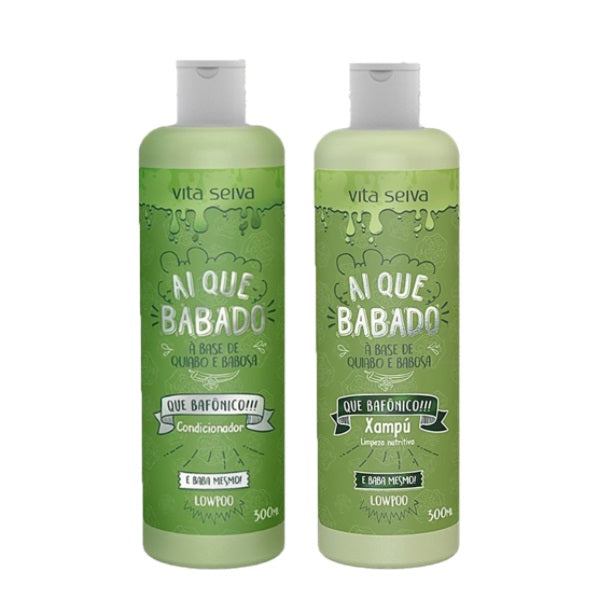 Vita Seiva Hair Care Kits Ai Que Babado Okra Aloe Vera Treatment Low Poo Hair Kit 2x500ml - Vita Seiva