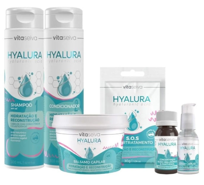 Vita Seiva Hair Care Kits Hyalura Hyaçuronic Acid Keratin D-Panthenol Hair Treatment Kit 6 Itens - Vita Seiva
