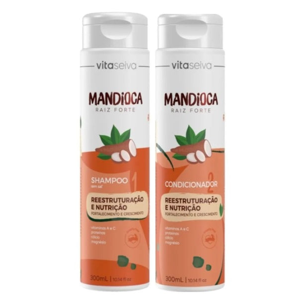 Vita Seiva Shampoo & Conditioner Sets Mandioca Cassava Strong Roots Hydration Hair Growth Kit 2x300ml - Vita Seiva