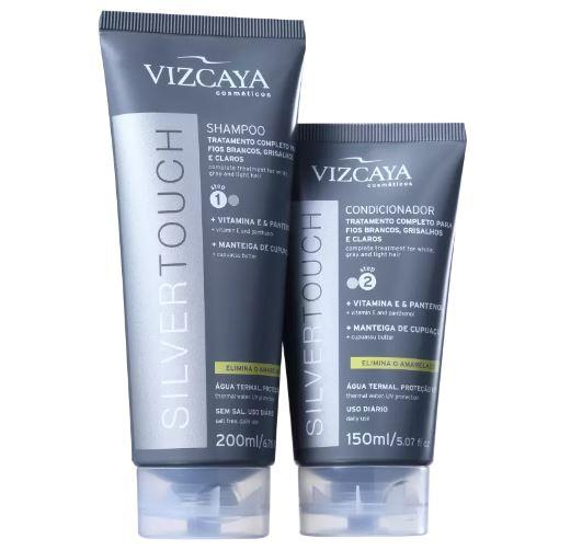 Vizcaya Brazilian Keratin Treatment Silver Touch White Gray Blond Vitamin E Panthenol Cupuaçu Kit 2 Prod. - Vizcaya