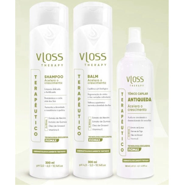 Vloss Hair Care Kits Therapy Fiomax Anti Hair Loss Scalp Treatment Home Care Kit 3 Itens - Vloss