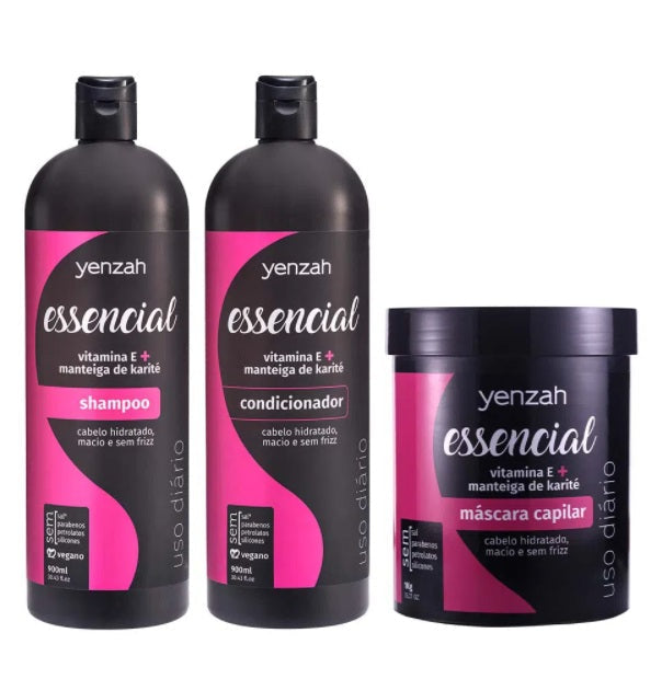 Yenzah Hair Care Kits Essencial Essential Home Care Maintenance Hair Treatment Kit 3 Itens - Yenzah