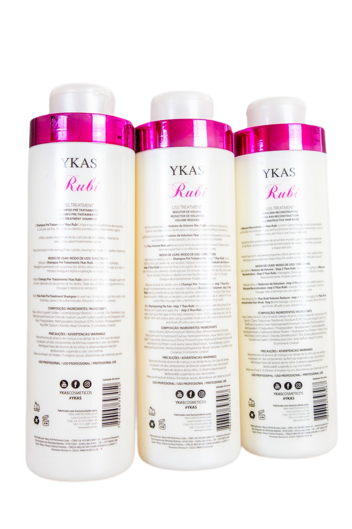 Ykas Hair Treatment Progressive Liss Treatment Rubi Kit 3x1Lt - Ykas