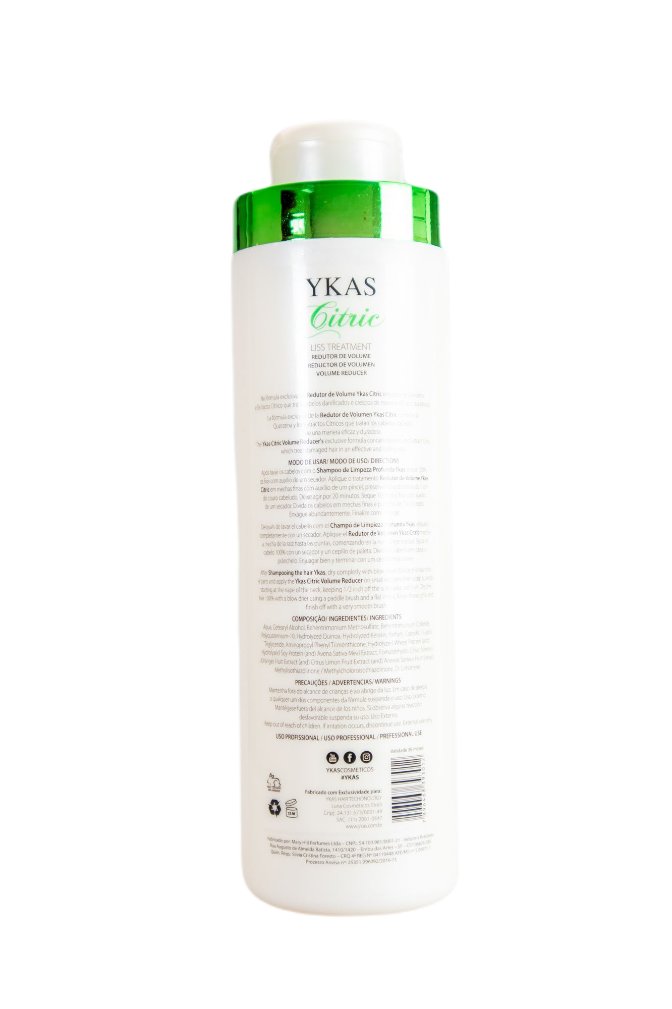 Ykas Hair Treatment Volume Reducer Liss Treatment CITRIC 1Lt - Ykas