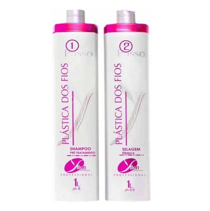 Yllen Brazilian Keratin Treatment Thermal Sealing Plástica dos Fios Wires Plastic Hair Smoothing Kit 2x1L - Yllen